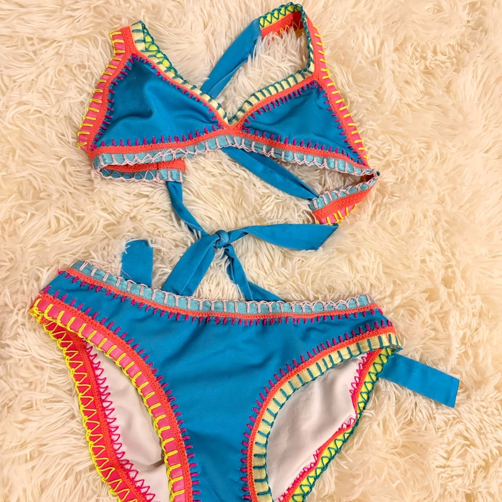 Bloomingdale’s Girls- Embroidered Two Piece Swimsuit